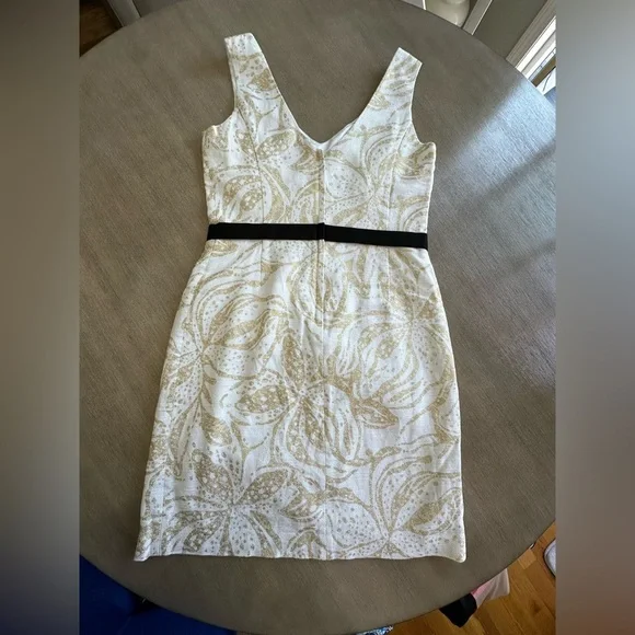 Lilly Pulitzer gold palm leaf Embellished sheath Dress 10 EUC - Picture 10 of 10